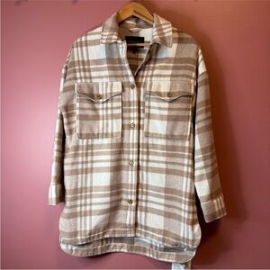 Banana Republic Neutral Plaid Button-Up Jacket